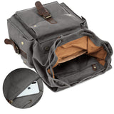Kattee Men's Leather Canvas Backpack Large School Bag Travel Rucksack Gray - backpacks4less.com