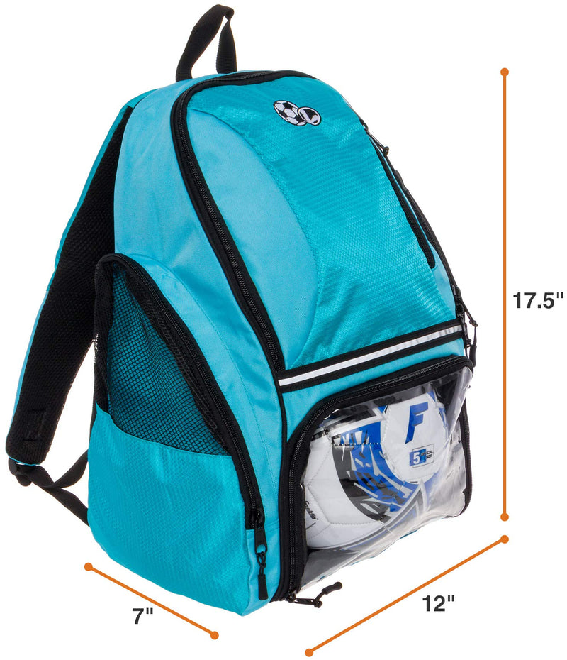 LISH Soccer Backpack - Large School Sports Gym Bag w/ Ball Compartment (Aqua) - backpacks4less.com