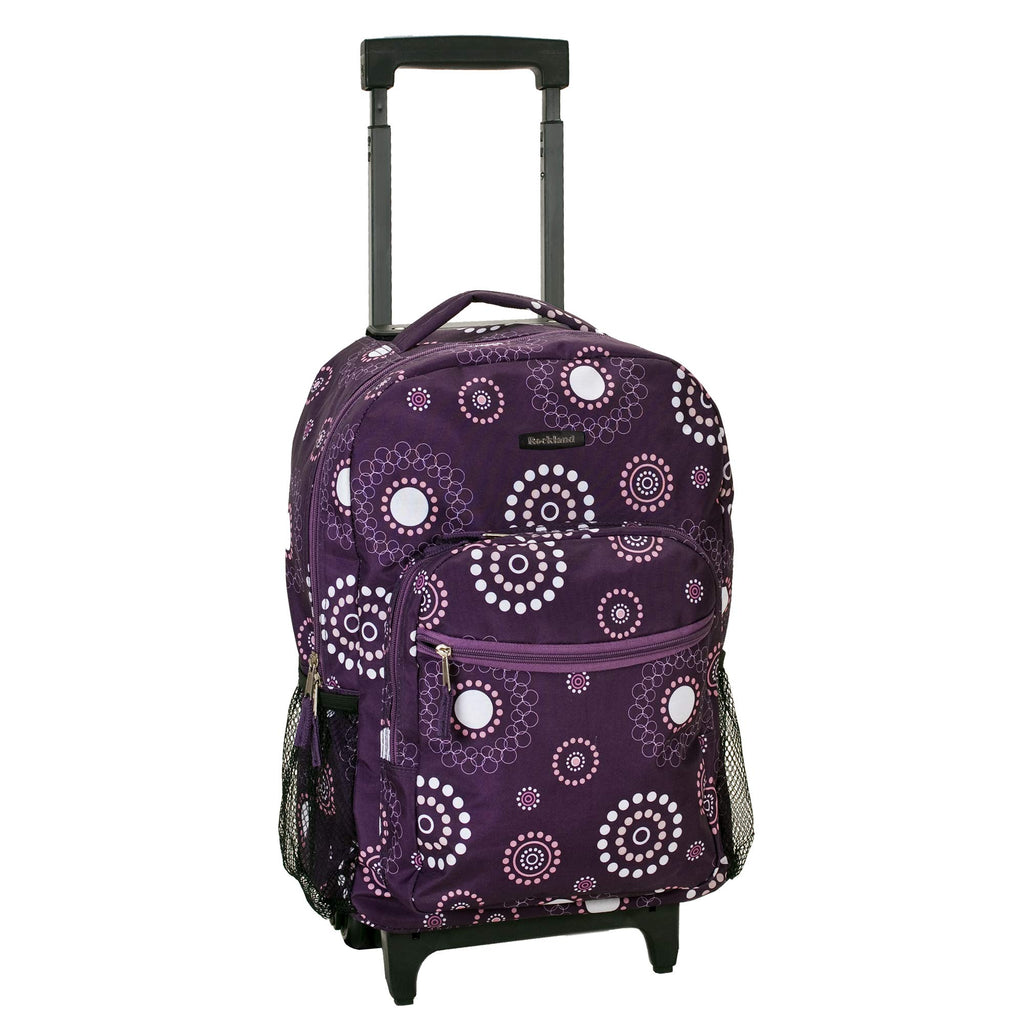 Rockland Luggage 17 Inch Rolling Backpack, Purple Pearl, Medium - backpacks4less.com