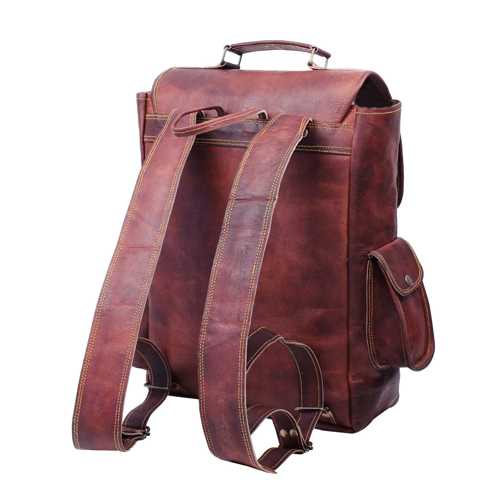 Handmade 16 Inch Brown Leather Backpack For Men Vintage Easy Open Push Lock Genuine leather backpack for women Handmade 16 Inch Brown Leather Backpack For Men Vintage Easy Open Push Lock Genuine leather backpack for women