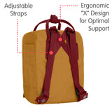 Fjallraven - Kanken Mini Classic Backpack for Everyday, Acorn/Ox Red - backpacks4less.com