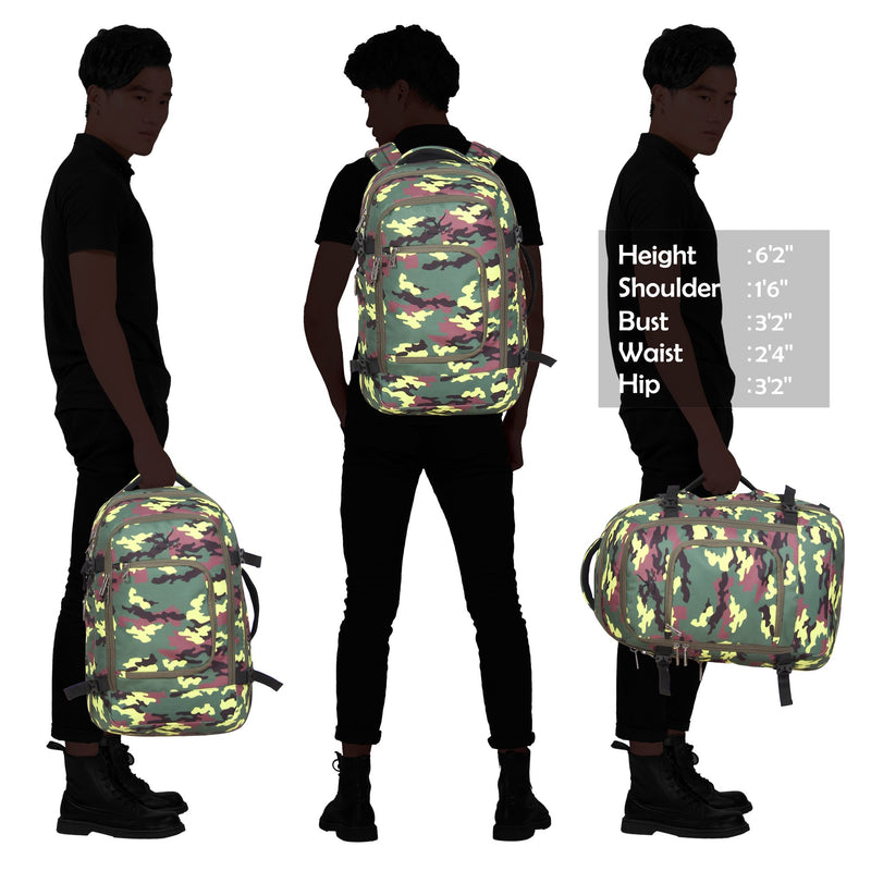 Hynes Eagle Travel Backpack 40L Flight Approved Carry on Backpack, Yellow Camo 2017 - backpacks4less.com