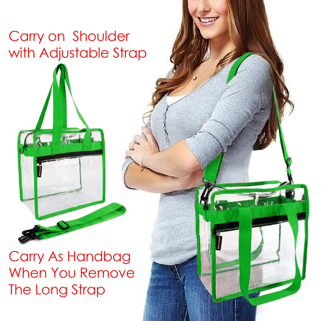 Clear-Crossbody-Messenger-Shoulder-Bags-Seahawks Green With Adjustable Strap,NFL Stadium Approved Transparent Purse - backpacks4less.com