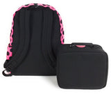 JUSTICE GIRLS CANVAS BACKPACK LUNCH BOX BUNDLE SET PINK W/ POLKA DOTS - backpacks4less.com