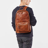 Fossil Men's Leather Estate Backpack, Cognac - backpacks4less.com