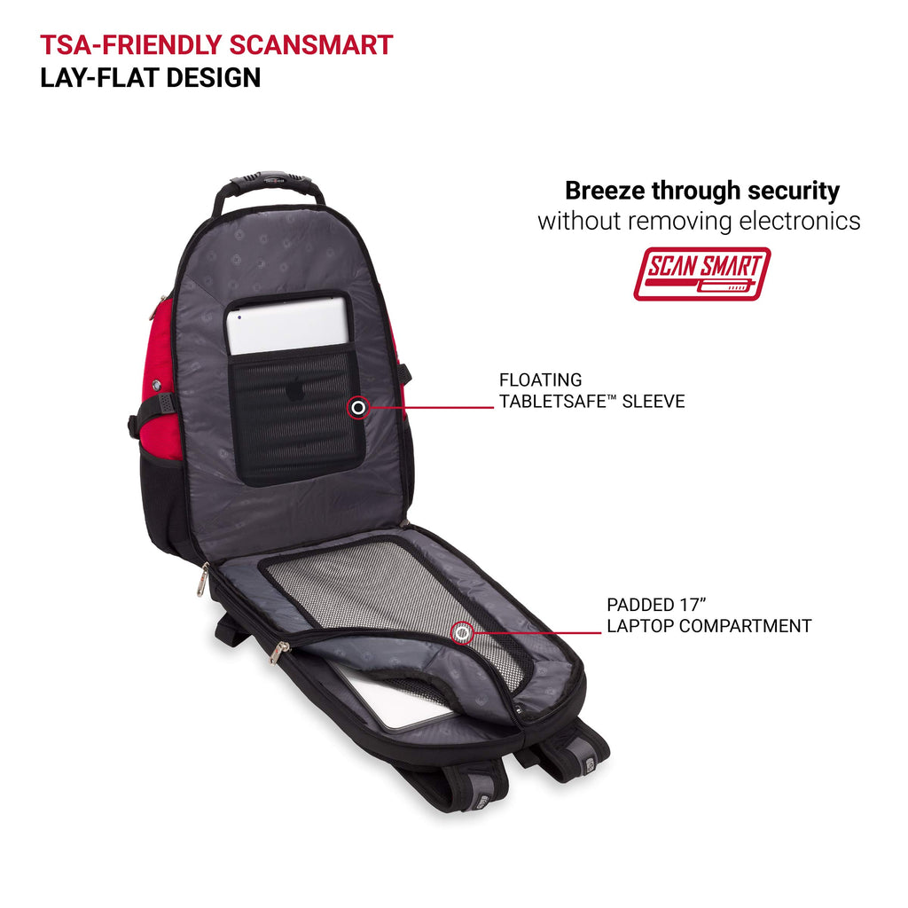1900 scansmart tsa laptop backpack SwissGear 1900 Scansmart TSA Friendly Laptop Backpack- Red/Black