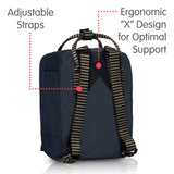 Fjallraven - Kanken-Mini Classic Pack, Heritage and Responsibility Since 1960, Black-Striped,One Size - backpacks4less.com