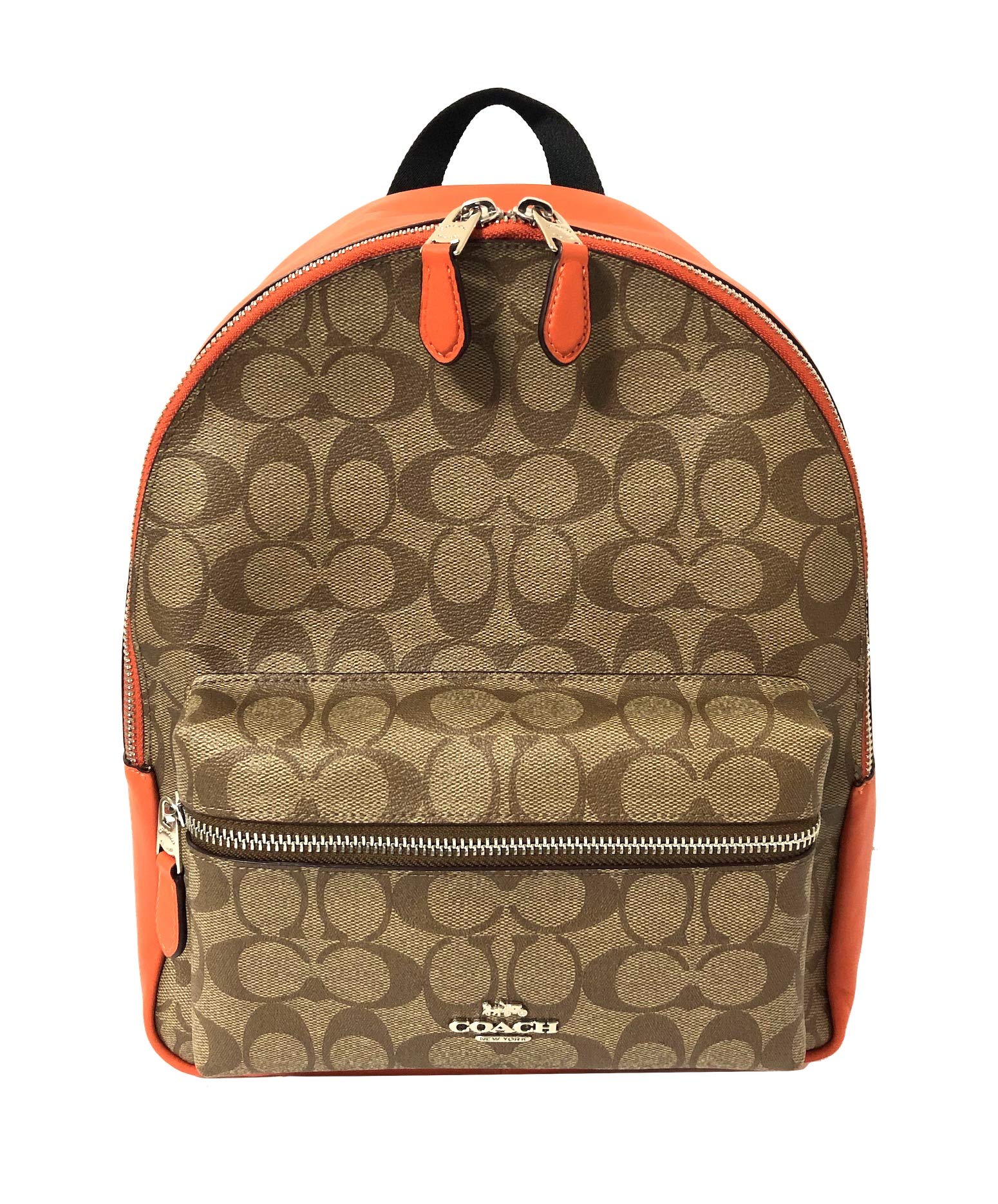 Coach F30550 Medium Charlie Backpack SV Khaki Dark Orange