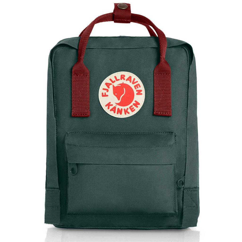 Fjallraven - Kanken Mini Classic Backpack for Everyday, Forest Green/Ox Red - backpacks4less.com