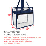 Clear-Bag-For-Stadium-12 x 12 x 6 with Front Zippered Pocket and Adjustable Shoulder Strap NFL Stadium Security Travel & See Through Tote Bag, Perfect for Work School Sports Games and Concerts - backpacks4less.com