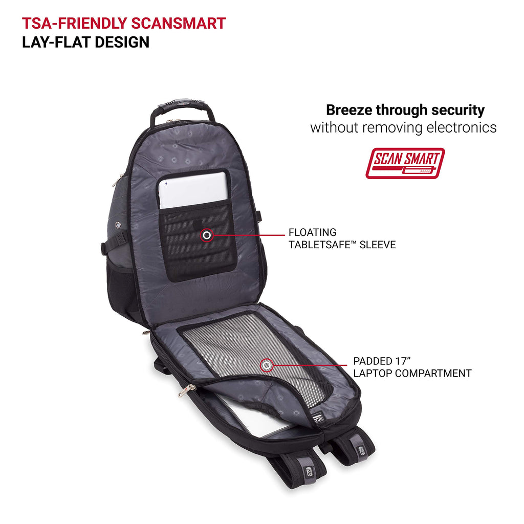 900 scansmart tsa laptop backpack gray SwissGear Travel Gear 1900 Scansmart TSA Laptop Backpack