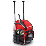 DashSport Baseball Bag Softball Backpack Bat Bag | T-Ball Equipment and Softball Bag | Bat Pack (Red) - backpacks4less.com