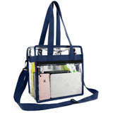 Clear-Bag-For-Stadium-12 x 12 x 6 with Front Zippered Pocket and Adjustable Shoulder Strap NFL Stadium Security Travel & See Through Tote Bag, Perfect for Work School Sports Games and Concerts