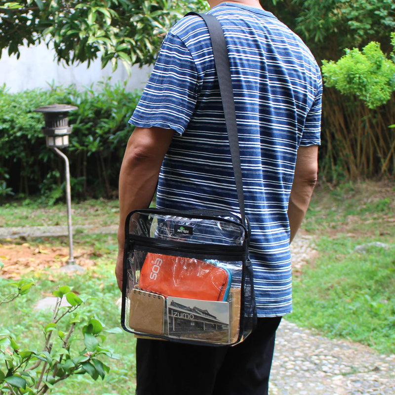 MAY TREE Clear Bag Stadium Approved, Cold-Resistant, Lightweight and Waterproof, Transparent Tote Bag and Gym Clear Bag, See Through Tote Bag for Work, Sports Games and Concerts-12 x12 x6 (Black-S) - backpacks4less.com