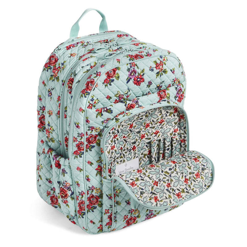 Vera Bradley Signature Cotton XL Campus, Water Bouquet - backpacks4less.com