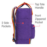 Fjallraven - Kanken Classic Backpack for Everyday, Purple/Rainbow Pattern - backpacks4less.com