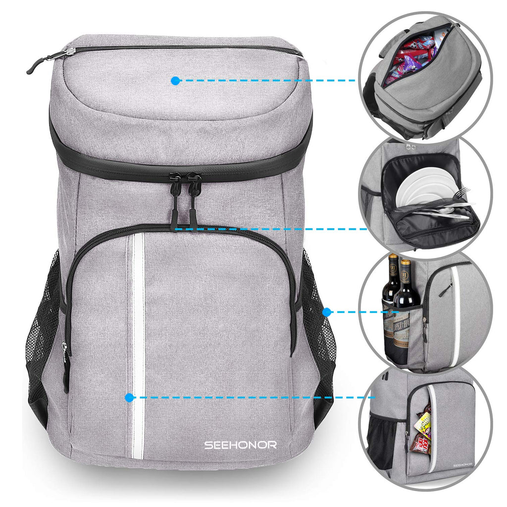 SEEHONOR Insulated Cooler Backpack Leakproof Soft Cooler Bag Lightweig–