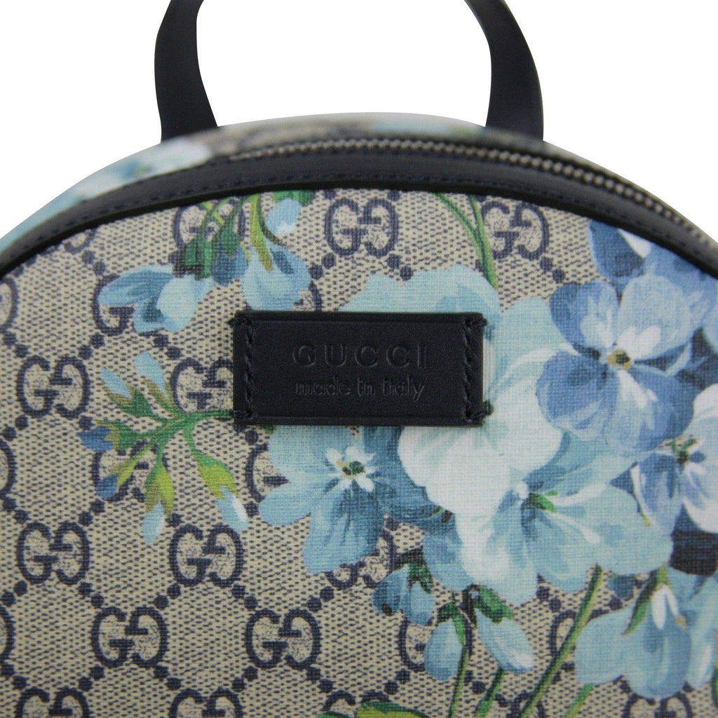 Gucci Backpack GG Supreme Blooms Medium Blue in Coated Canvas with