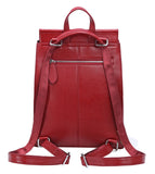 Heshe Womens Leather Backpack Casual Style Flap Backpacks Daypack for Ladies (Wine-R) - backpacks4less.com