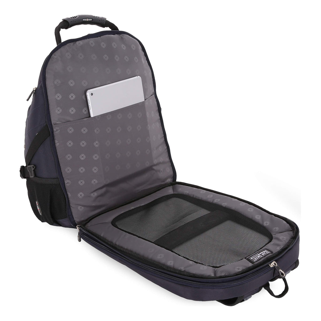 black laptop backpack fits most 15 inch laptops and tablets SwissGear SA1923 Noir Satin TSA Friendly ScanSmart Laptop Backpack - Fits Most 15 Inch Laptops and Tablets