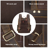 Texbo Vintage Full Grain Cowhide Leather 15.6 Inch Laptop Backpack Shoulder Travel School Bag with YKK Metal Zippers (Dark Brown (Version 2019)) - backpacks4less.com