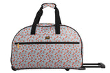 LUCAS Designer Carry On Luggage Collection - Lightweight Pattern 22 Inch Duffel Bag- Weekender Overnight Business Travel Suitcase with 2- Rolling Spinner Wheels (DAISIES WHITE, 22in)