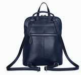 Heshe Women's Vintage Leather Backpack Casual Daypack for Ladies and Girls (Navy Blue) - backpacks4less.com