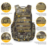 Mardingtop 35L Tactical Backpacks Molle Hiking daypacks for Camping Hiking Military Traveling Motorcycle (Snake Skin Printed-35L) - backpacks4less.com