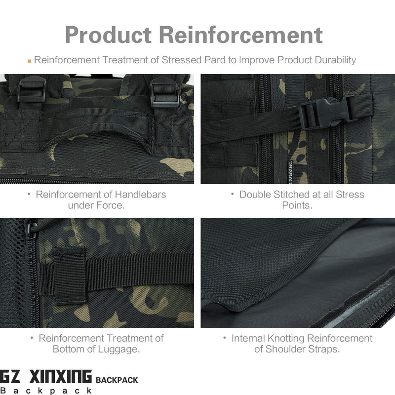 GZ XINXING 3 Day Assault Pack Military Tactical Army Molle Rucksack Backpack Bug Out Bag Hiking Daypack For Hunting Camping Hiking Traveling (Black Multicam) - backpacks4less.com