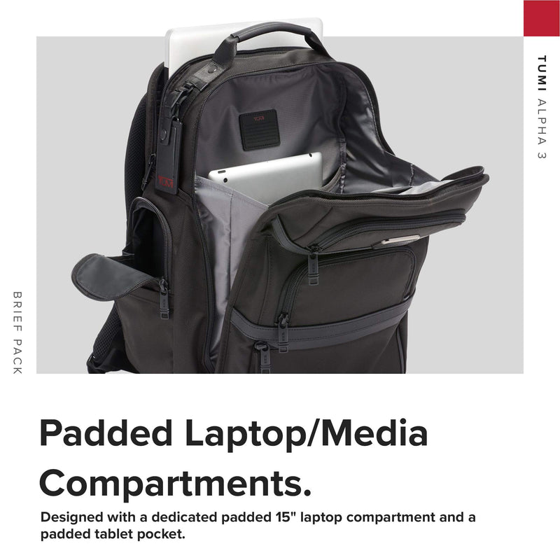 TUMI - Alpha 3 Brief Pack - 15 Inch Computer Backpack for Men and Women - Black - backpacks4less.com