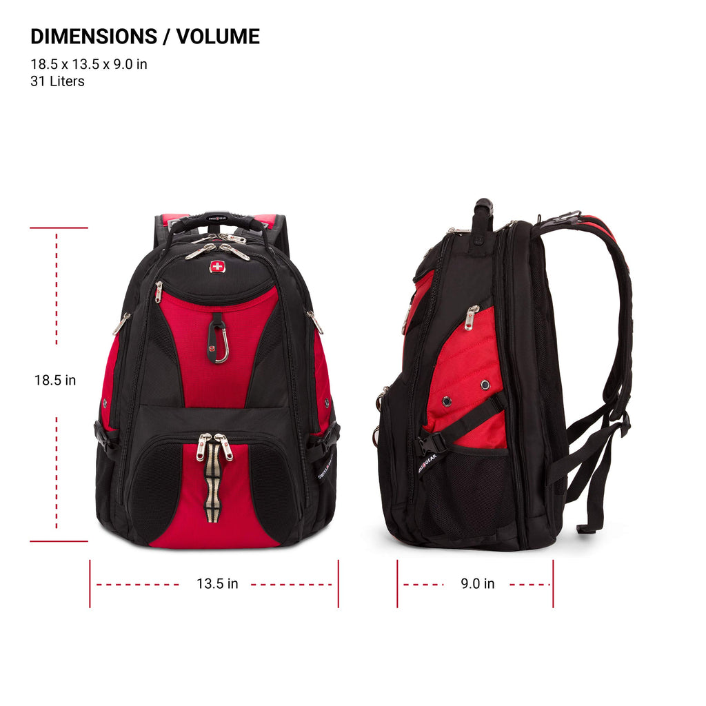 1923 scansmart tsa laptop backpack 19 SwissGear 1900 Scansmart TSA Friendly Laptop Backpack- Red/Black