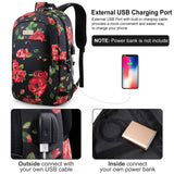 Laptop Backpack, 17.3 Inch Anti Theft Travel Business Laptop Backpack Bag with USB Port and Lock, Water Repellent College School Bookbag Computer Backpack Casual Daypack for Women Girls- Flower2 - backpacks4less.com