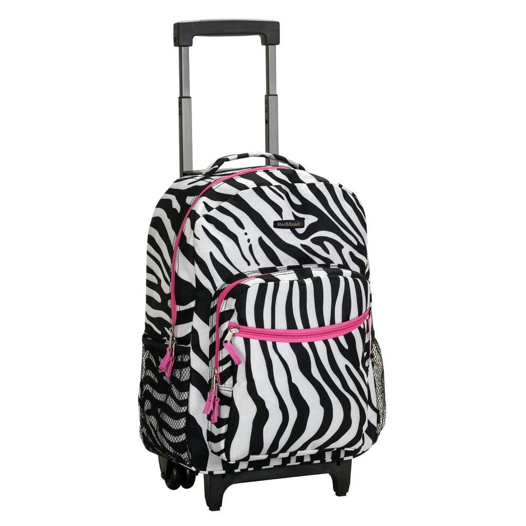 Rockland Luggage 17 Inch Rolling Carry-On Backpack, Pink Zebra, One Size - backpacks4less.com