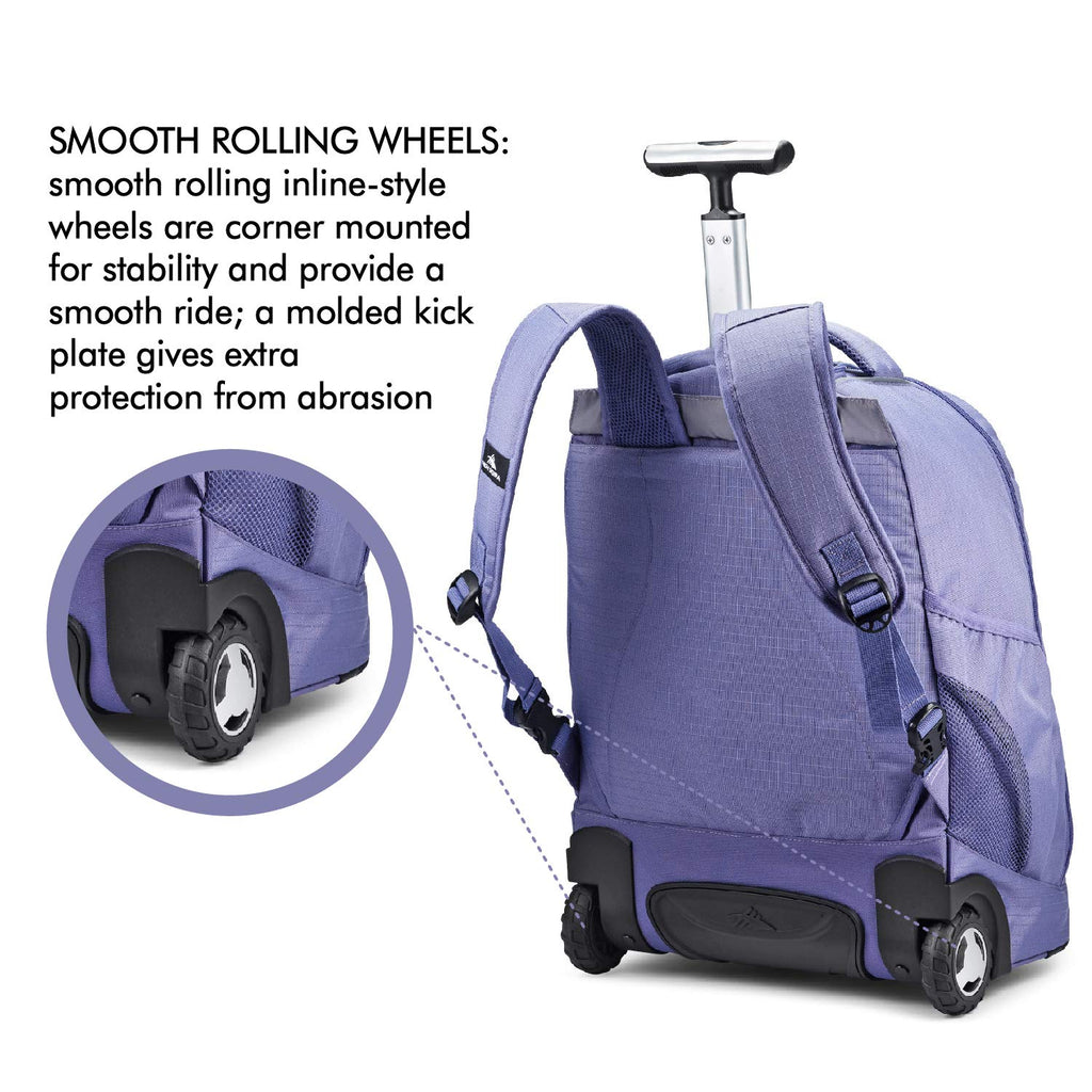 High Sierra Freewheel Wheeled Laptop Backpack, 15-inch Student Laptop Backpack Purple Smoke High Sierra Freewheel Wheeled Laptop Backpack, 15-inch Student Laptop Backpack Purple Smoke