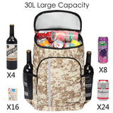 SEEHONOR Insulated Cooler Backpack Leakproof Soft Cooler Bag Lightweight Backpack with Cooler for Lunch Picnic Hiking Camping Beach Park Day Trips, 30 Cans (Camouflage) - backpacks4less.com