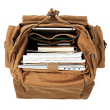 Kattee Men's Leather Canvas Backpack Large School Bag Travel Rucksack Khaki - backpacks4less.com