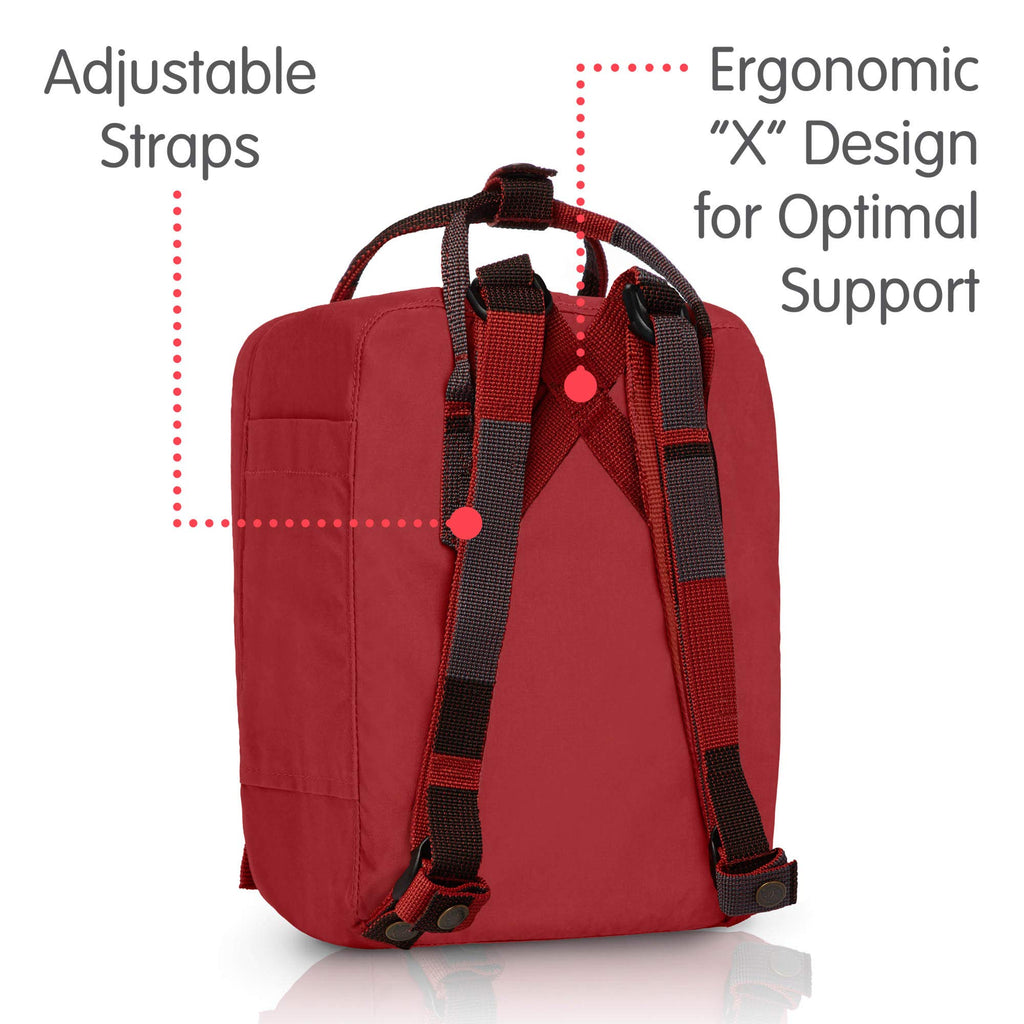 Fjallraven - Kanken Mini Classic Backpack for Everyday, Deep Red/Random Blocked - backpacks4less.com
