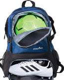 Athletico National Soccer Bag - Backpack for Soccer, Basketball & Football Includes Separate Cleat and Ball Holder (Blue) - backpacks4less.com