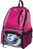 LISH Soccer Backpack - Large School Sports Gym Bag w/ Ball Compartment (Pink)