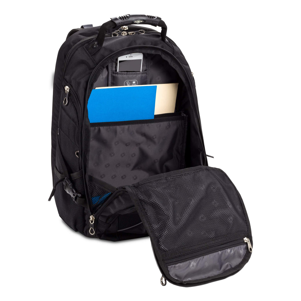 black laptop backpack fits most 15 inch laptops and tablets Swiss Gear SA1923 Black TSA Friendly ScanSmart Laptop Backpack
