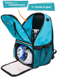 LISH Soccer Backpack - Large School Sports Gym Bag w/ Ball Compartment (Aqua) - backpacks4less.com