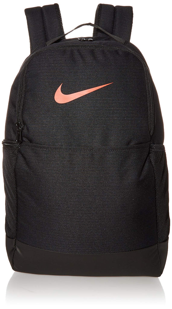Nike Nike Brasilia Medium Backpack - 9.0, Black/Black/Habanero Red, Misc - backpacks4less.com