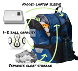 Athletico National Soccer Bag - Backpack for Soccer, Basketball & Football Includes Separate Cleat and Ball Holder (Blue) - backpacks4less.com