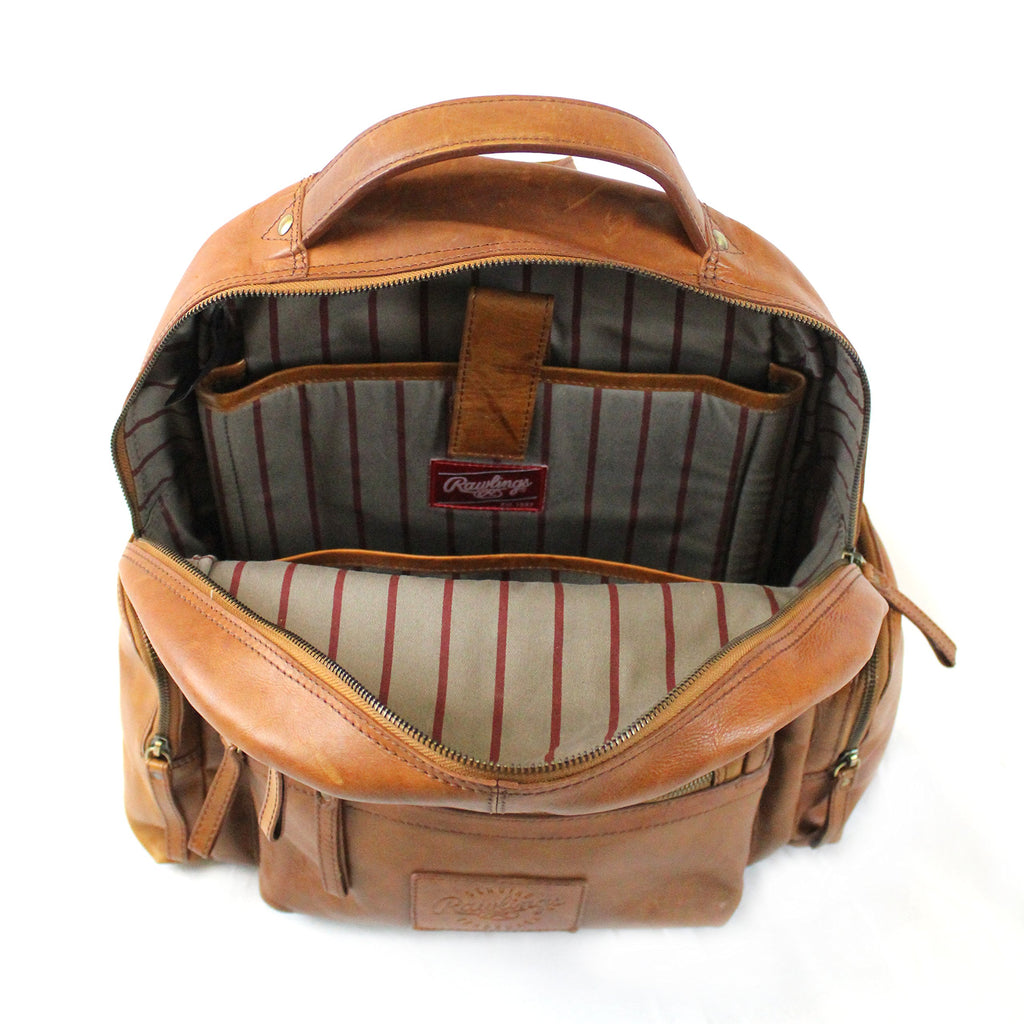 distressed leather backpack brown Rawlings Heritage Collection 21" Distressed Leather Backpack