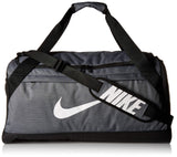 Nike Brasilia Training Duffel Bag, Versatile Bag with Padded Strap and Mesh Exterior Pocket, Medium, Flint Grey/Black/White