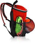 Soccer Backpack with Ball Holder Compartment - for Boys & Girls | Bag Fits All Soccer Equipment & Gym Gear (Black) (Red) - backpacks4less.com