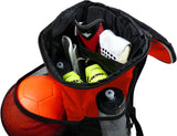 Soccer Backpack with Ball Holder Compartment - for Boys & Girls | Bag Fits All Soccer Equipment & Gym Gear (Black) (Red) - backpacks4less.com