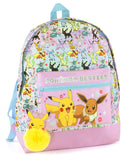 Pokemon Girls Pink Glitter School Backpack | Eevee Besties Design with Pikachu Pom Pom Keyring | Organized Storage