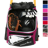 Athletico Baseball Bat Bag - Backpack for Baseball, T-Ball & Softball Equipment & Gear for Youth and Adults | Holds Bat, Helmet, Glove, Shoes |Shoe Compartment & Fence Hook (Maroon) - backpacks4less.com