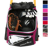 Athletico Baseball Bat Bag - Backpack for Baseball, T-Ball & Softball Equipment & Gear for Youth and Adults | Holds Bat, Helmet, Glove, Shoes |Shoe Compartment & Fence Hook (Maroon)